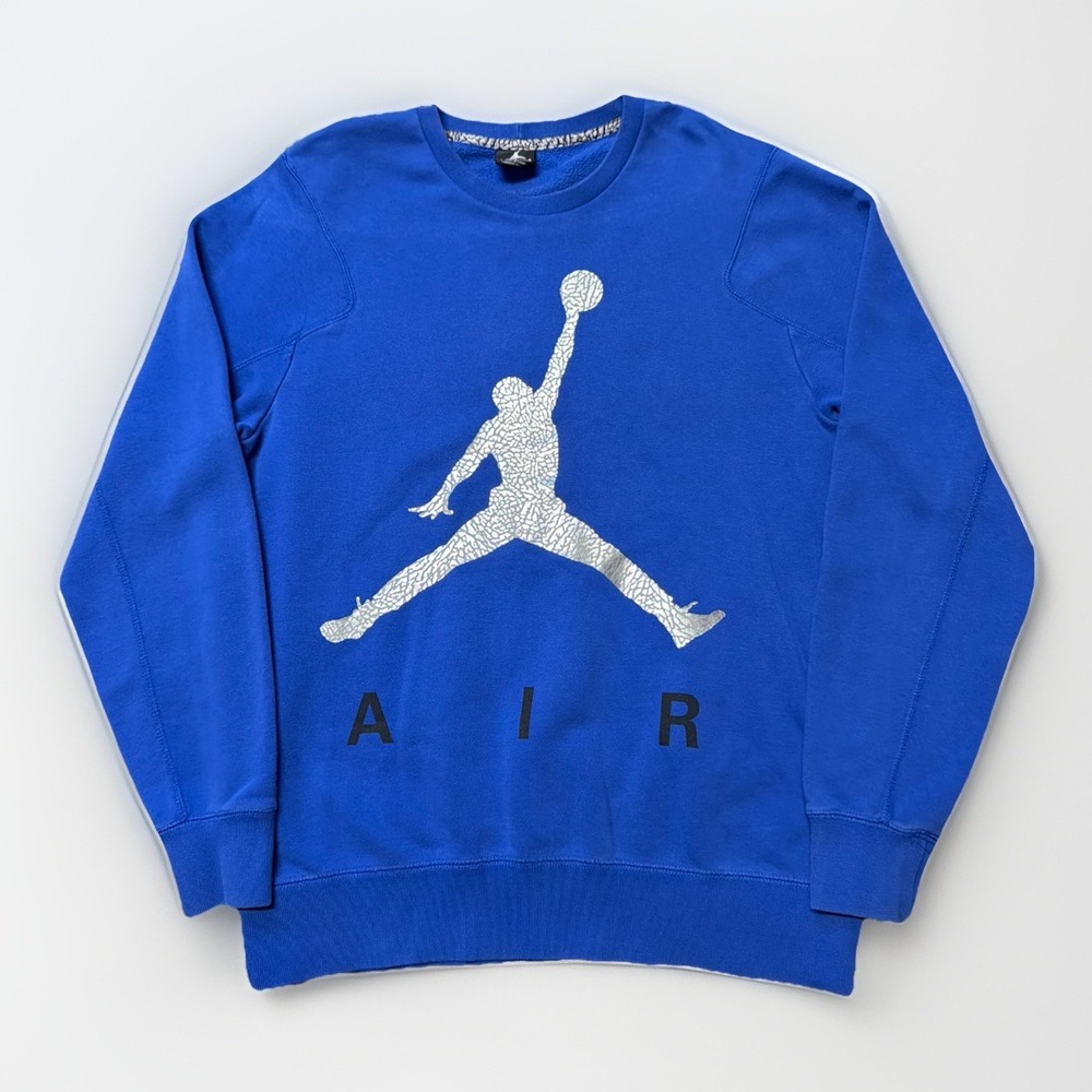 Nike Jordan Jumpman Air Sweatshirt Mens Large Blue Crewneck Fleece